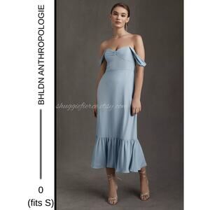 MSRP: $230 | ✨ BHLDN “Munroe” Georgette Midi Dress – Size 0 or S | Light Blue ✨